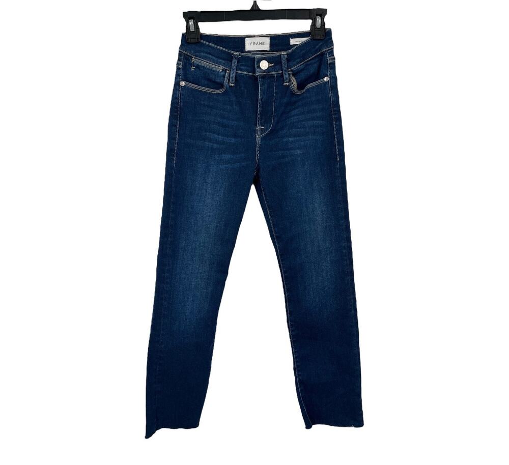 Frame Jeans Le High Straight raw hem blue size 26
